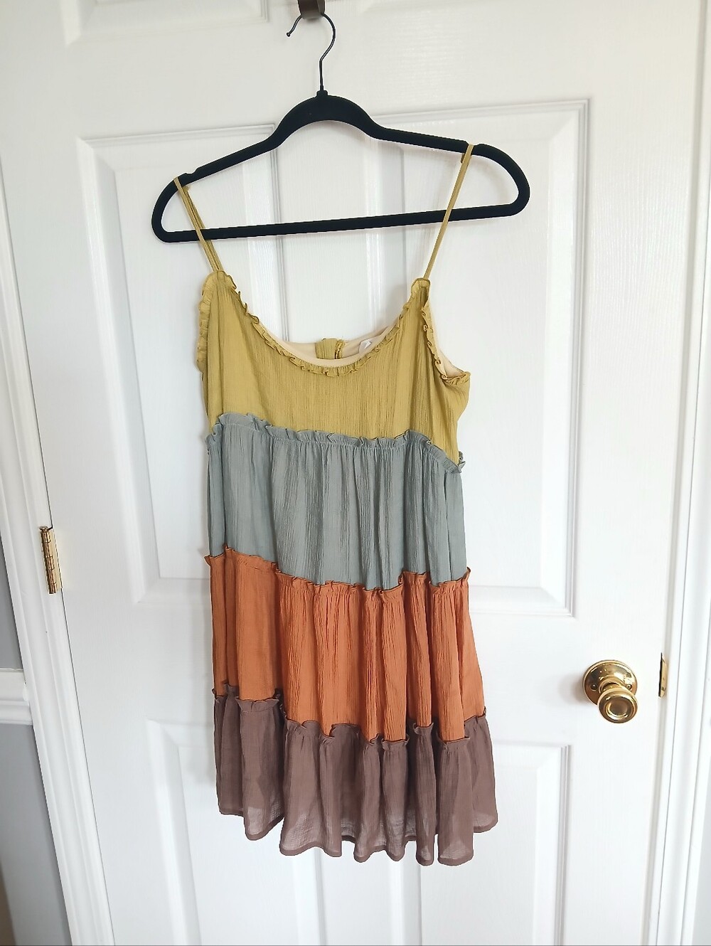 Sweet Lemon Tiered Spaghetti Strap Sundress  Boho Beach Coastal Resort Cottage - Picture 2 of 8